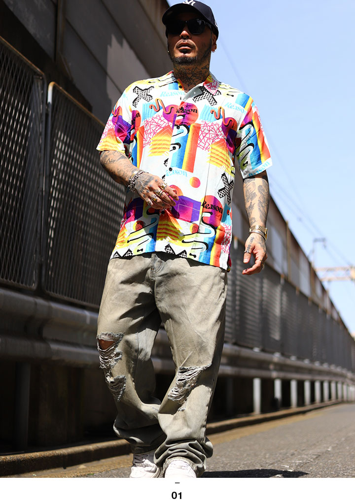 REASON 半袖シャツ 大きいサイズ リーズン 柄シャツ アロハ