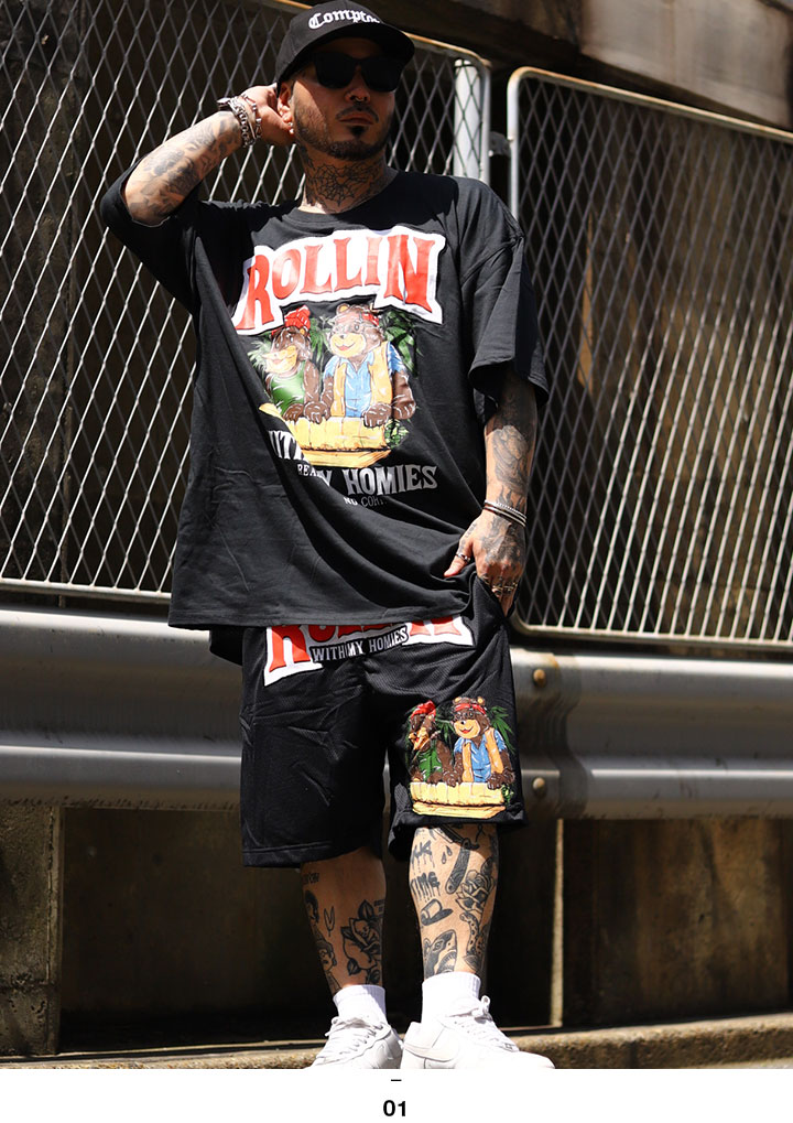 REASON × Cheech & Chong 上下セット 半袖 ブランド Tシャツ ハーフパンツ メンズ 春夏用 黒 大きいサイズ チーチ&チョン チーチョン 限定 コラボ 公式 リーズン セットアップ ビッグシルエット b系 ヒップホップ ファッション ストリート系 ハイ 2025春夏 新作 CC134-137 REASON × Cheech & Chong セットアップ b系 半袖 ブランド Tシャツ