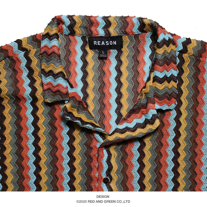 REASON セットアップ 半袖 上下セット 半袖シャツ 開襟 オープンカラー