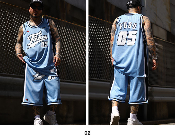 レビュー高評価商品 ブランド 上下セット FUBU ノースリーブ ハーフ タンクトップ トップス