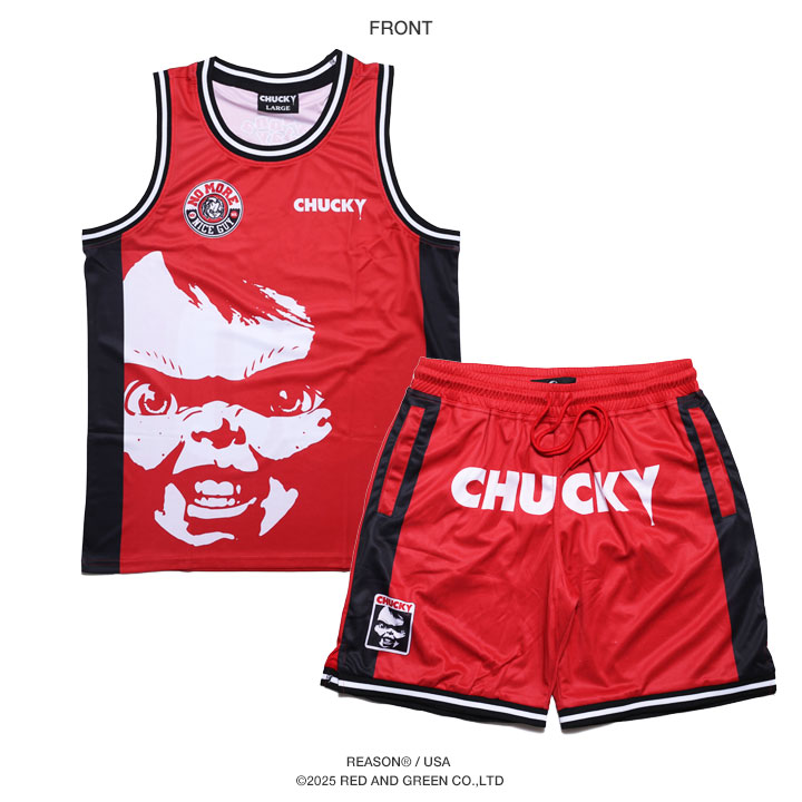 SAPEur メッシュタンクトップ 赤 Lとハーフパンツ　セメント柄Ｌセット REASON × Chucky セットアップ ブランド ノースリーブ タンクトップ