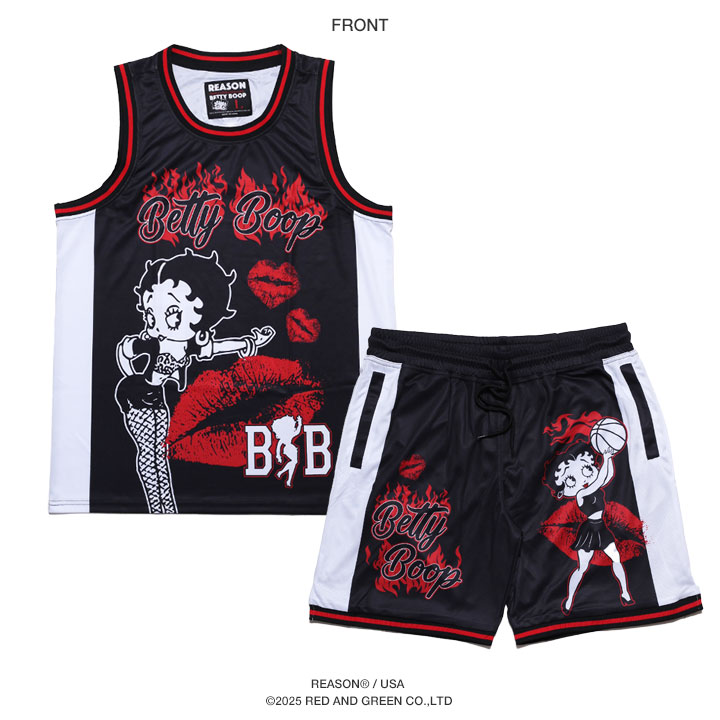入手困難 リーズン REASON Betty Boop ハーフパンツ ジャージ REASON × ベティ ブープ セットアップ ブランド ノースリーブ