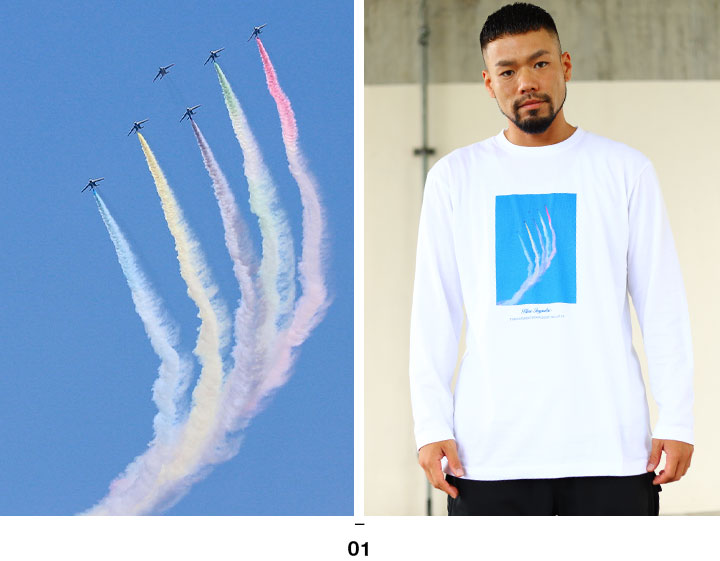 自衛隊 グッズ ブルーインパルス 空自 ロンT 大きいサイズ 航空自衛隊 Blue Impulse Tシャツ 長袖 2021年7月23日 東京 都内展示飛行 写真 ボックスロゴ｜weekindenim｜06