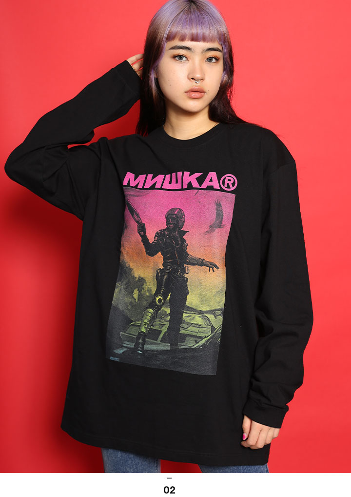 MISHKA ロンT 大きいサイズ ミシカ Tシャツ 長袖 切り替え KEEPWATCH