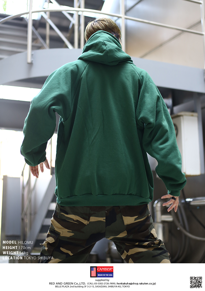 ★即納★キャンバー CAMBER #532 オーバーサイズ パーカー 深緑 CAMBER キャンバー フードパーカー メンズ レディース