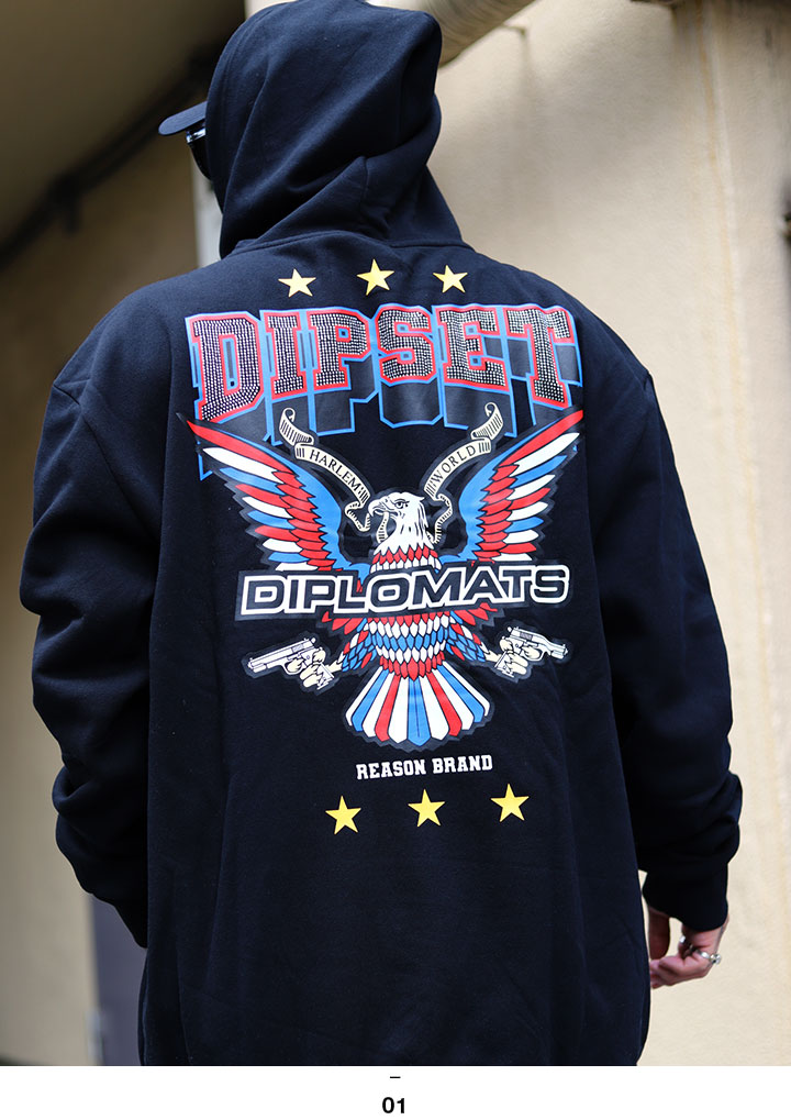REASON × Dipset パーカー ブランド 長袖 裏起毛 メンズ 大きい