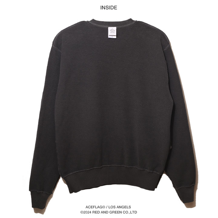 値下げ 折りたたみトレーナー ブラック ACEFLAG（エースフラッグ） トレーナー ブランド 長袖 スウェット 裏