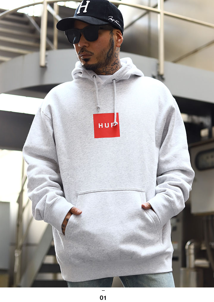 買物 HUF パーカー トップス 裏起毛 ブラック 黒 ロゴ プリント フード