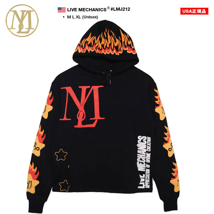LIVE MECHANICS パーカー ブランド ショート丈 フーディ 長袖 スウェット 裏パイル メンズ 春秋冬用 黒 大きいサイズ ライブメカニクス フードパーカー トップス 総柄 ビッグシルエット b系 ヒップホップ ファッション レゲエ ストリート系 ハイ 服 新作 LMJ212 LIVE MECHANICS パーカー ブランド ショート丈 フーディ 長袖