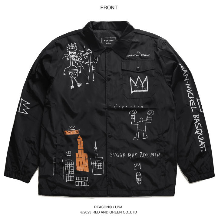 REASON × バスキア アウター 長袖 コーチジャケット ブルゾン 大きいサイズ Basquiat 限定 公式 リーズン ナイロンジャケット  ジャケット ライトアウター