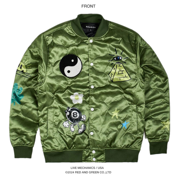 REASON アウター 長袖 スタジャン ブルゾン 大きいサイズ リーズン