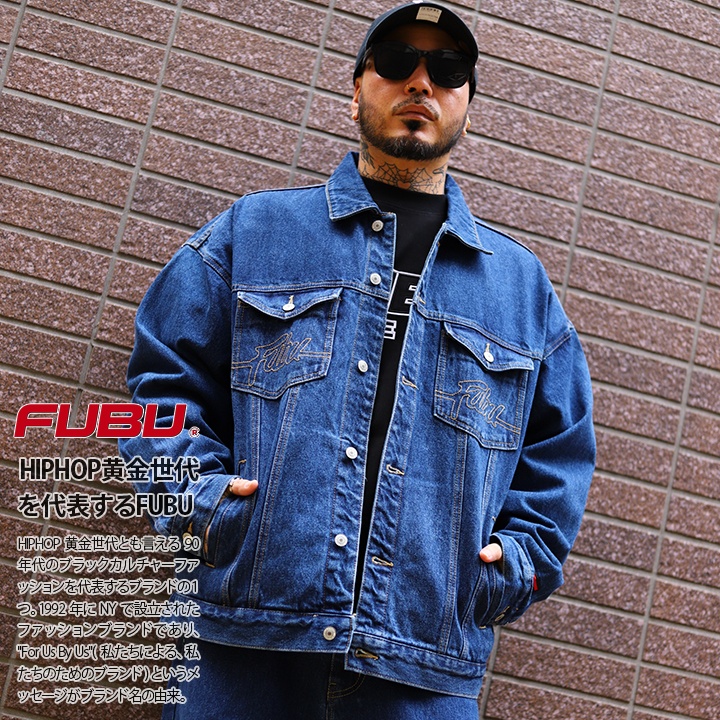 【美品】FUBU スタジャン 超希少カラー 2XL '90 ブルー ネイビー 90s- FUBU JEANS フブジーンズ レーシングジャケット オールド 90年代
