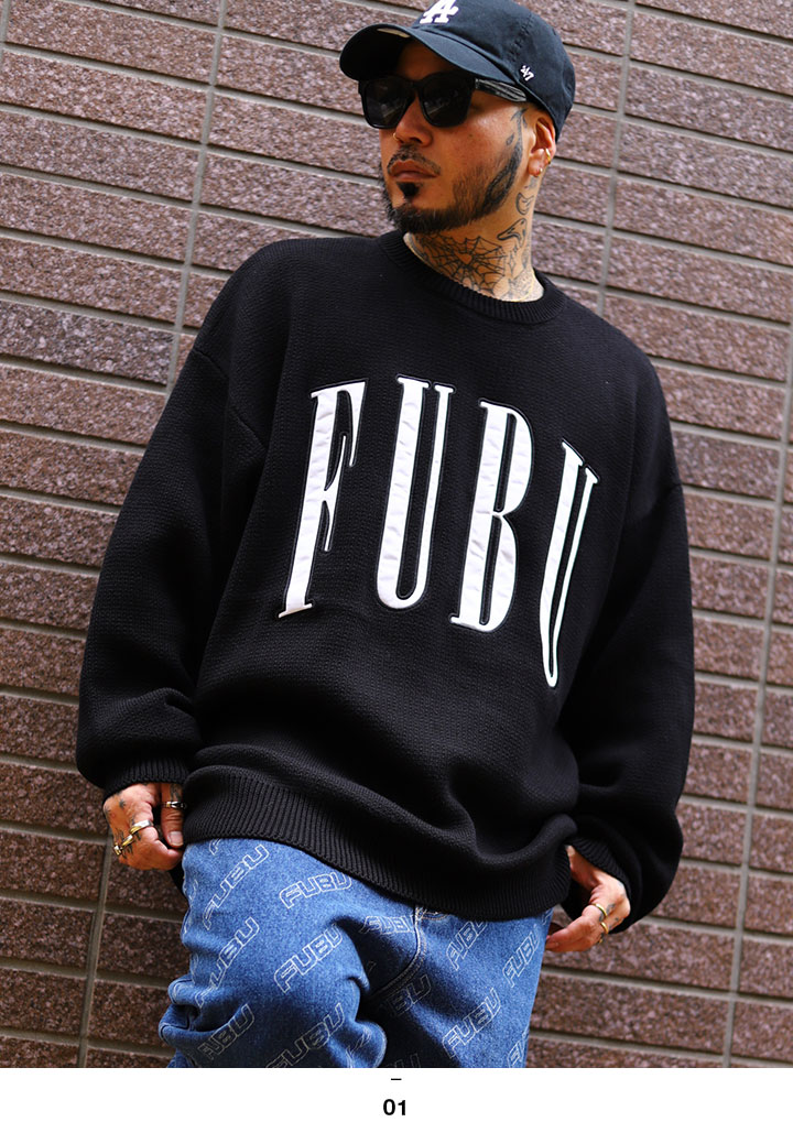 FUBU（フブ） ニット セーター 長袖 黒 大きいサイズ 編み物 ギフト