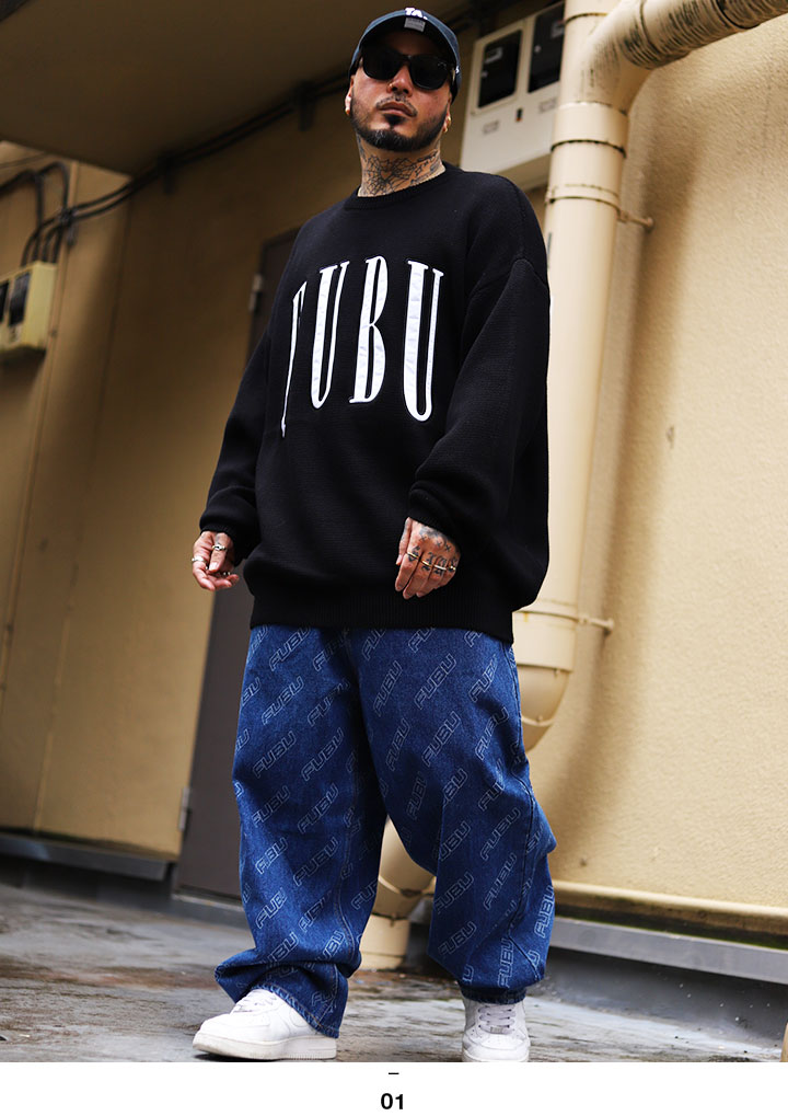 FUBU（フブ） ニット セーター 長袖 黒 大きいサイズ 編み物 ギフト