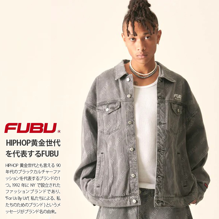 FUBU アウター 長袖 Gジャン デニムジャケット ブルゾン 黒シブ