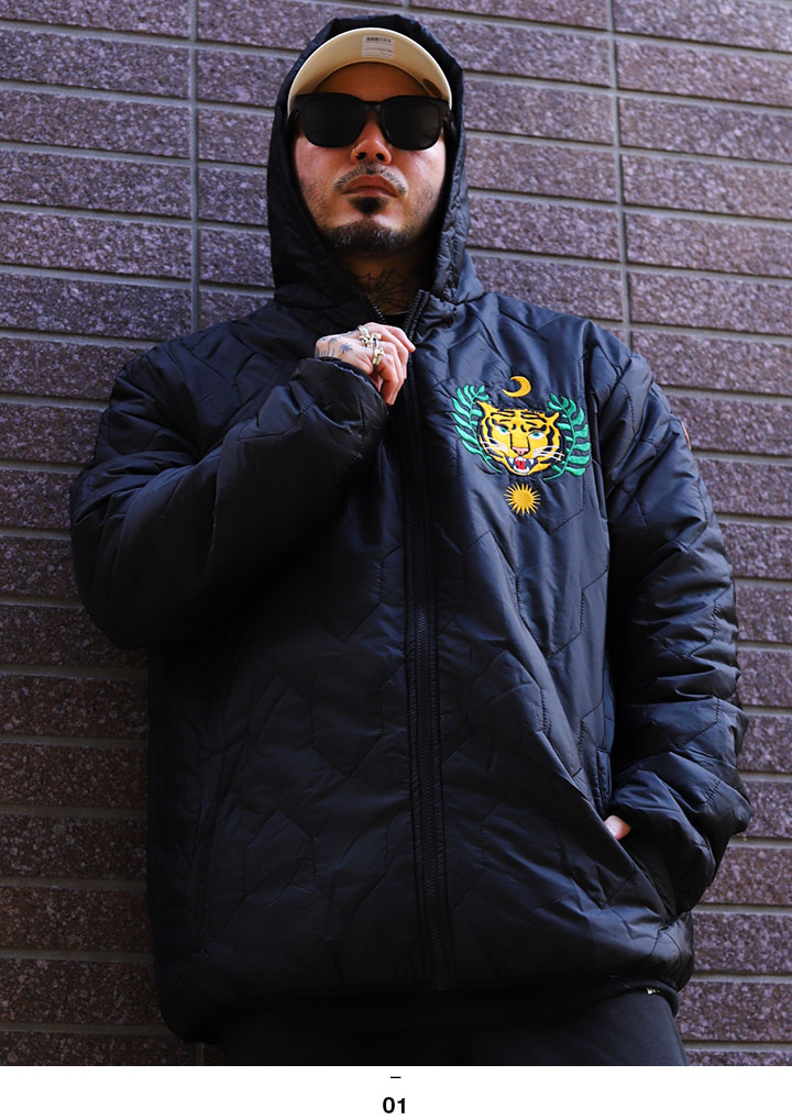 REASON アウター 長袖 中綿 ジャケット パーカー ブルゾン 大きい 