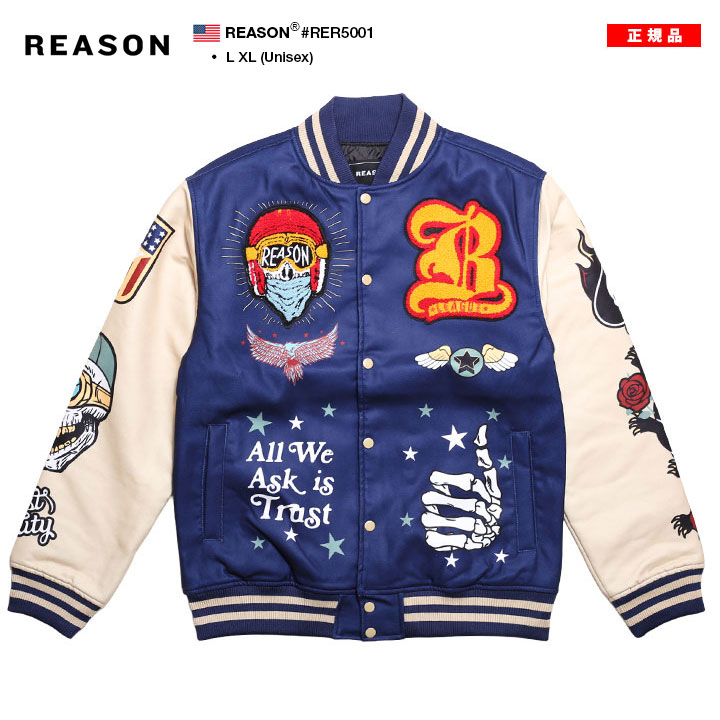 REASON アウター 長袖 スタジャン ブルゾン 大きいサイズ