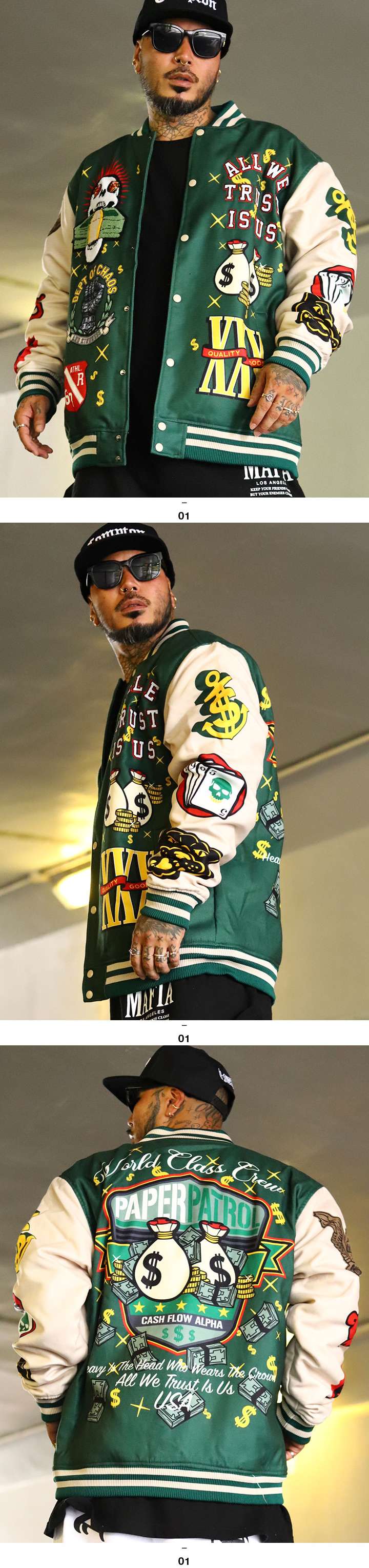 REASON アウター 長袖 スタジャン ブルゾン 大きいサイズ リーズン