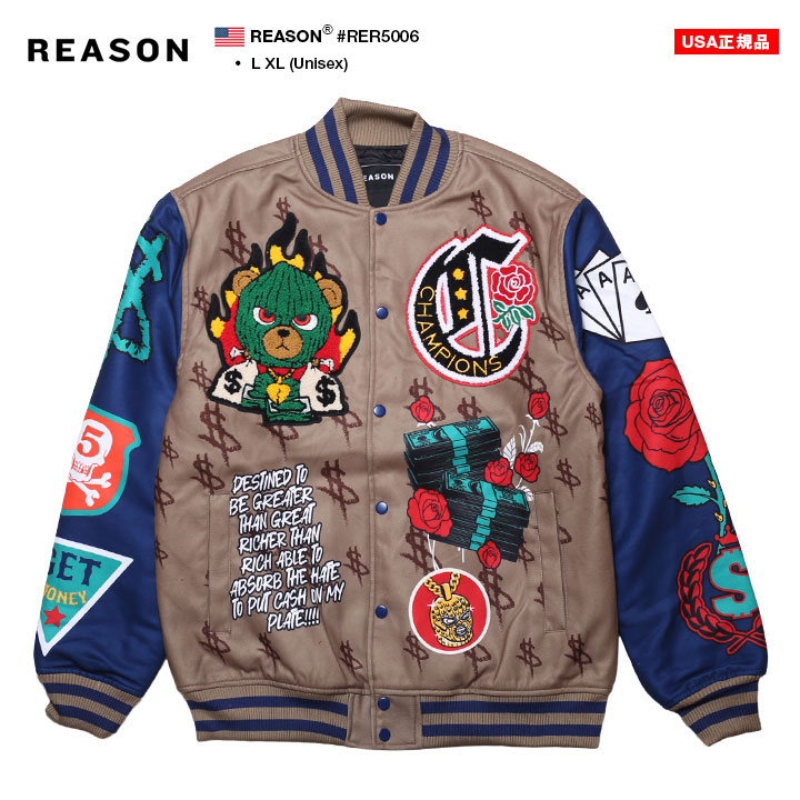 REASON アウター 長袖 スタジャン ブルゾン 大きいサイズ リーズン