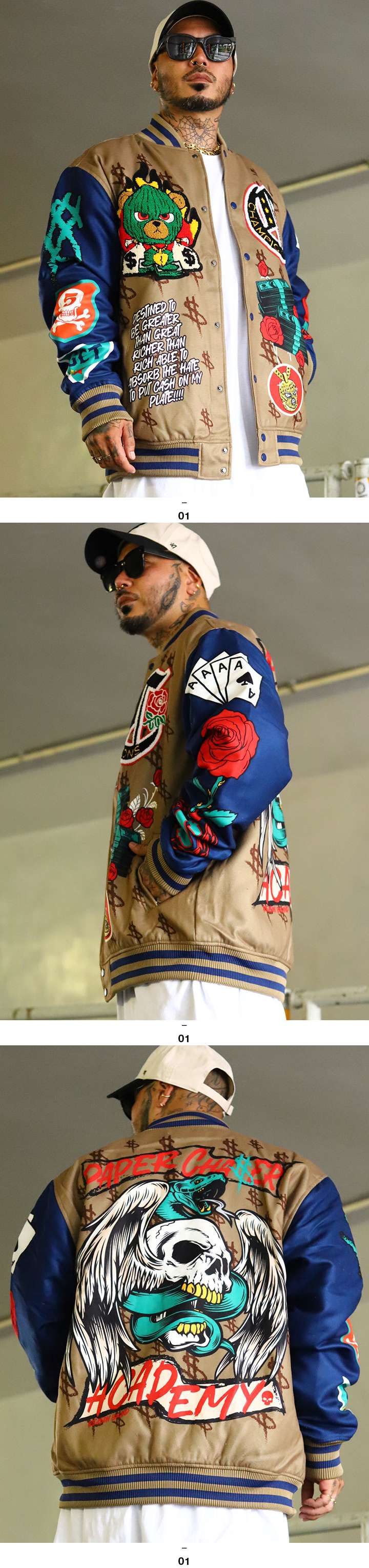 REASON アウター 長袖 スタジャン ブルゾン 大きいサイズ リーズン