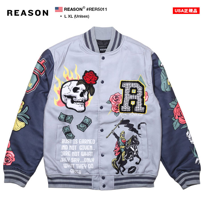 REASON アウター 長袖 スタジャン ブルゾン 大きいサイズ リーズン