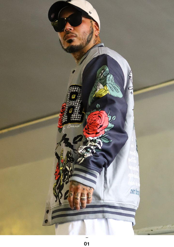 REASON アウター 長袖 スタジャン ブルゾン 大きいサイズ リーズン