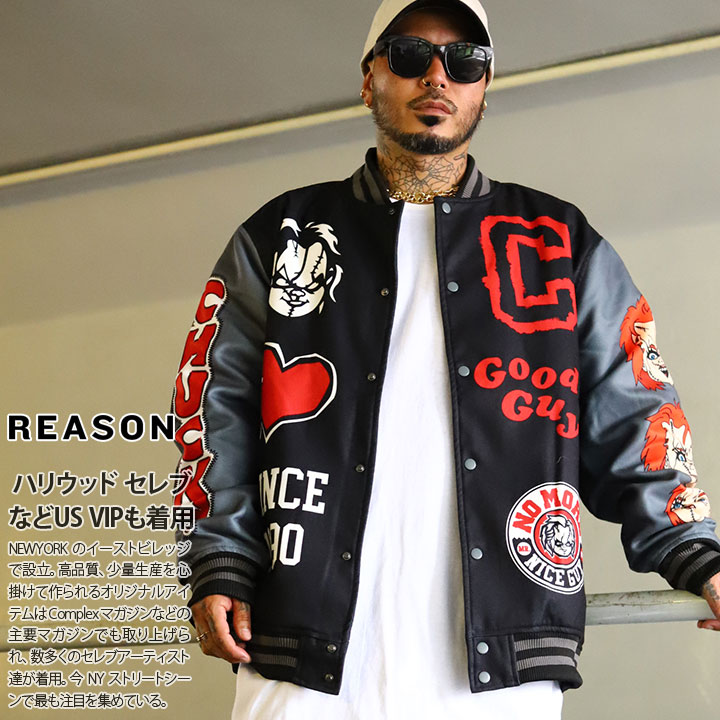REASON × Chucky アウター 長袖 スタジャン ブルゾン 大きいサイズ