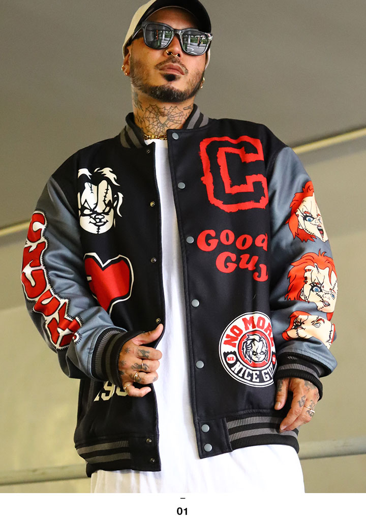 REASON × Chucky アウター 長袖 スタジャン ブルゾン 大きいサイズ