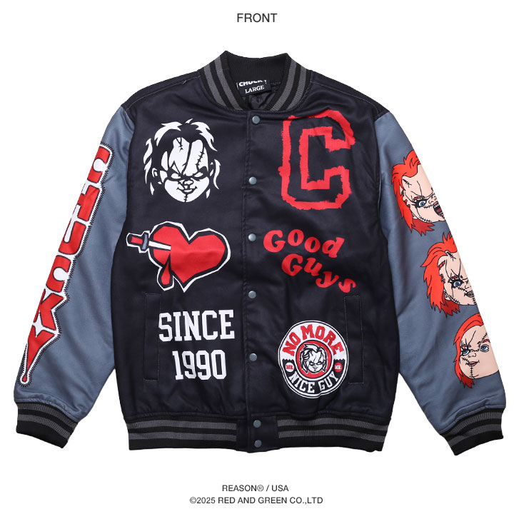 REASON × Chucky アウター 長袖 スタジャン ブルゾン 大きいサイズ