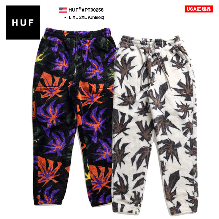 HUF フリース パンツ 起毛 大きいサイズ ハフ 防寒着 フリースパンツ 裏起毛 ロングパンツ ゆったり パンツ 柄パンツ 大麻 マリファナ ヘンプ ロゴ パッチワーク｜weekindenim｜03