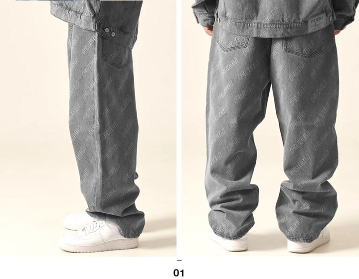 FUBU フブ 超極太 バギーデニムパンツ ワッペン W40 チカーノ B系 FUBU デニム ジーンズ メンズ 大きいサイズ フブ ジーパン Gパン