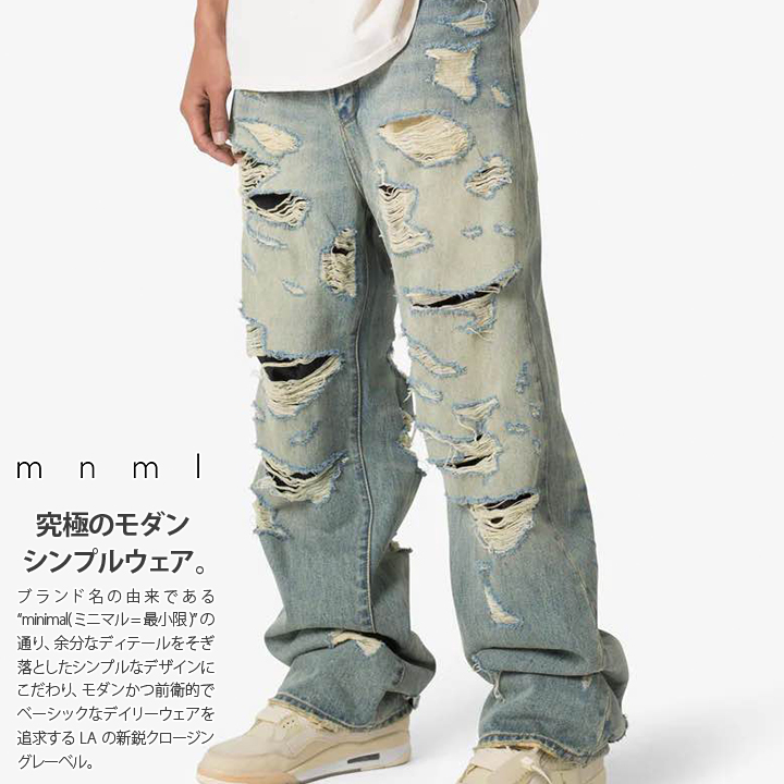 ミニマル mnml ジーンズ ロングパンツ ジーパン ウルトラバギー 楽天市場】mnml ミニマル ULTRA BAGGY DISTRESSED DENIM VINTAGE