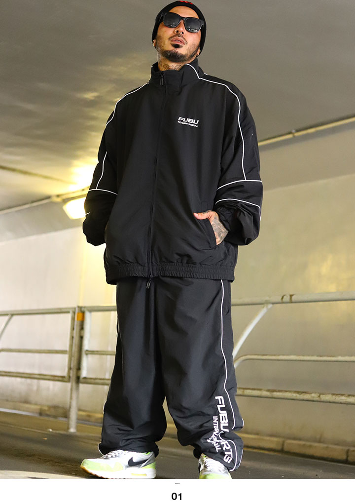 FUBU（フブ） ナイロンパンツ ライン ラインパンツ シャカパン 大きい