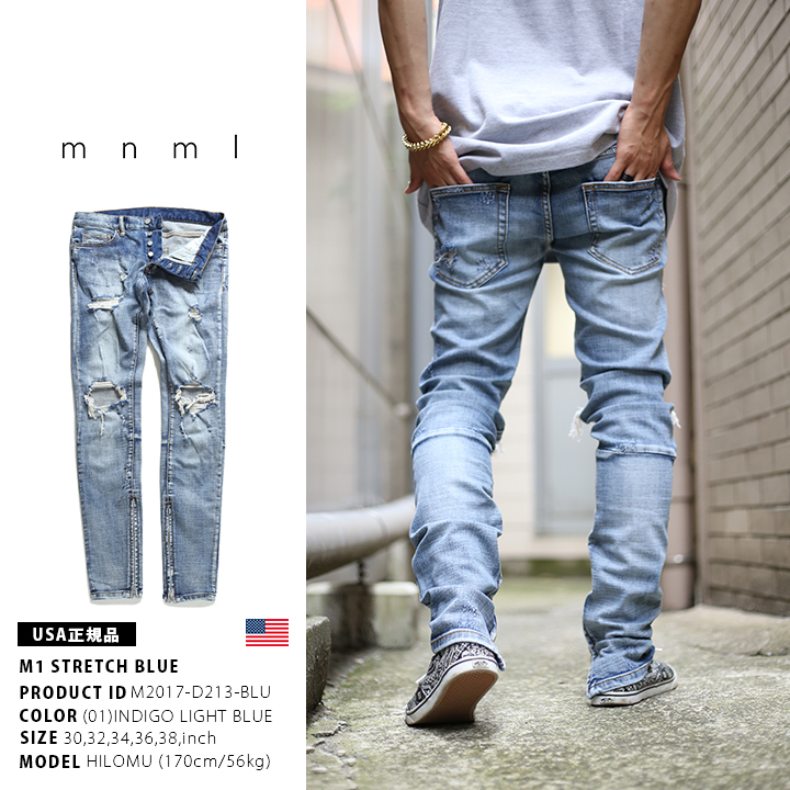 【新発売】 ミニマル mnml M1デニム 本格派 : ハイダメージ加工 ジーンズ パンツ