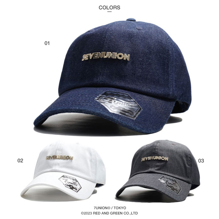 セブンユニオン 7UNION キャップ 帽子 ローキャップ ボールキャップ CAP Fサイズ ロゴ ゴールドプレート デニム かっこいい おしゃれ  アメカジ サーフ