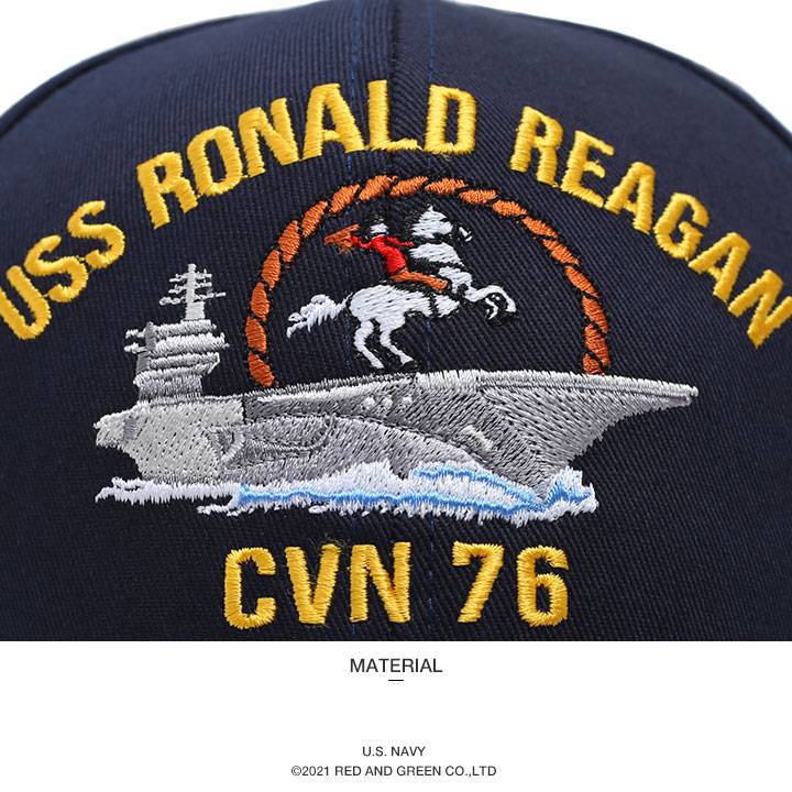 自衛隊 グッズ ロナルドレーガン 空母 CVN76 アメリカ海軍 キャップ 横須賀 航空母艦 帽子 cap 識別帽 部隊マーク 刺繍 モール付き  将官モール 星条旗