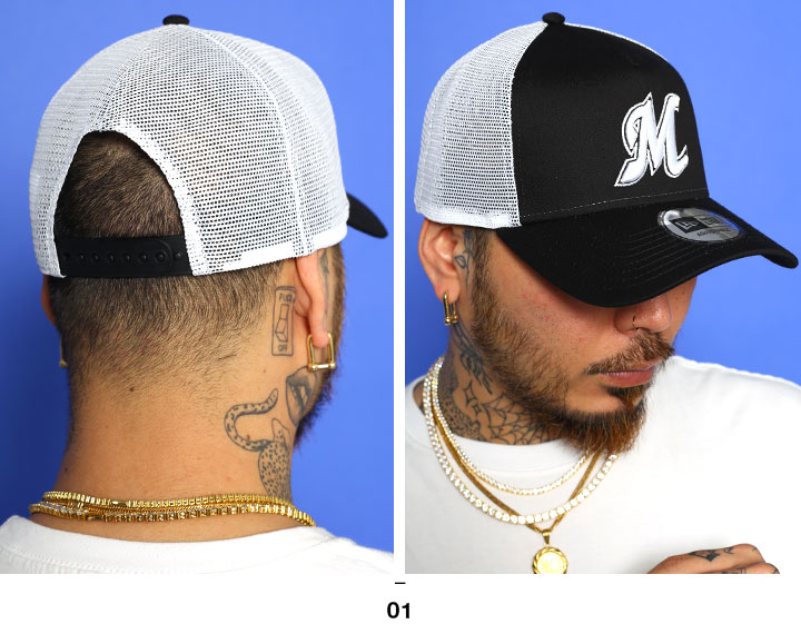 ニューエラ NEW ERA キャップ メッシュキャップ 9FORTY Trucker プロ野球 千葉 マリーンズ 公式 グッズ M ロゴ NPB 帽子 cap ローキャップ 浅め | Trucker | 05