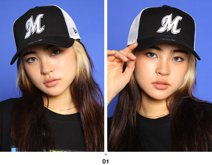 ニューエラ NEW ERA キャップ メッシュキャップ 9FORTY Trucker プロ野球 千葉 マリーンズ 公式 グッズ M ロゴ NPB 帽子 cap ローキャップ 浅め | Trucker | 07