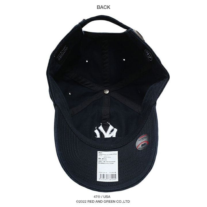 47 キャップ ニューヨークヤンキース MLB ヤンキース NY ロゴ 47brand フォーティセブン CLEAN UP 帽子 cap ローキャップ 浅め ベースボールキャップ 刺繍 | 47Brand | 13