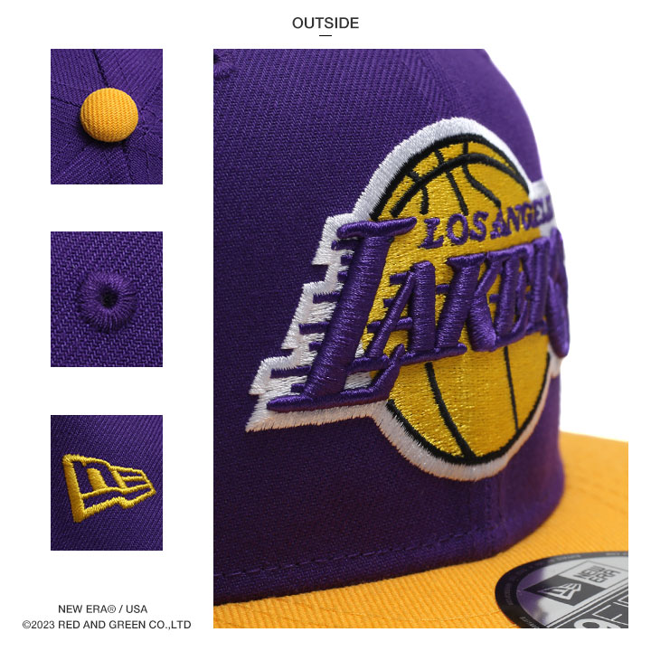 ニューエラ NEW ERA キャップ NBA Lakers ロゴ 9Fifty 帽子 cap 深め フラットバイザー スナップバックキャップ ロゴ  刺繍 レイカーズ