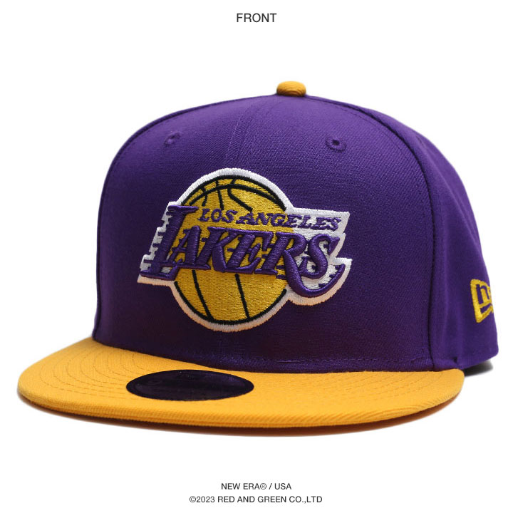 ニューエラ NEW ERA キャップ NBA Lakers ロゴ 9Fifty 帽子 cap 深め フラットバイザー スナップバックキャップ ロゴ  刺繍 レイカーズ