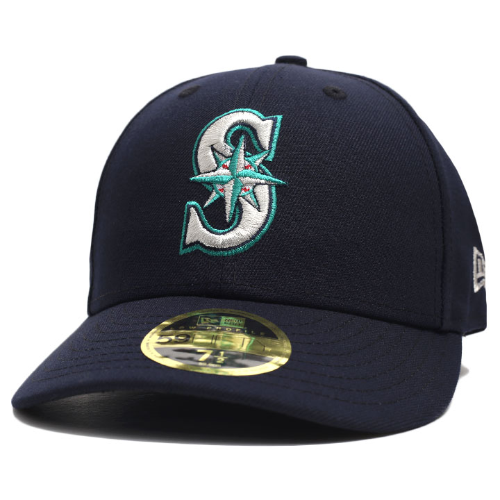 ニューエラ NEW ERA キャップ 大きいサイズ MLB シアトル マリナーズ S ロゴ LP 59Fifty 帽子 cap 浅め カーブバイザー  フィッテッドキャップ プロモデル