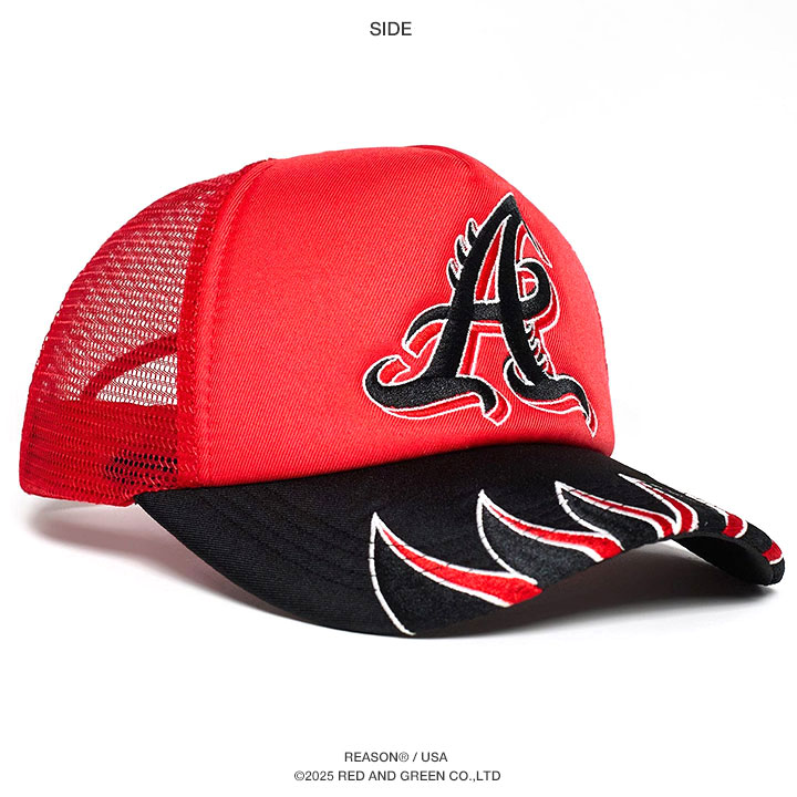 AWGE Trucker Cap アウグ トラッカー メッシュ キャップ レッド REASON キャップ メッシュキャップ Aロゴ 2トーン 大きいサイズ