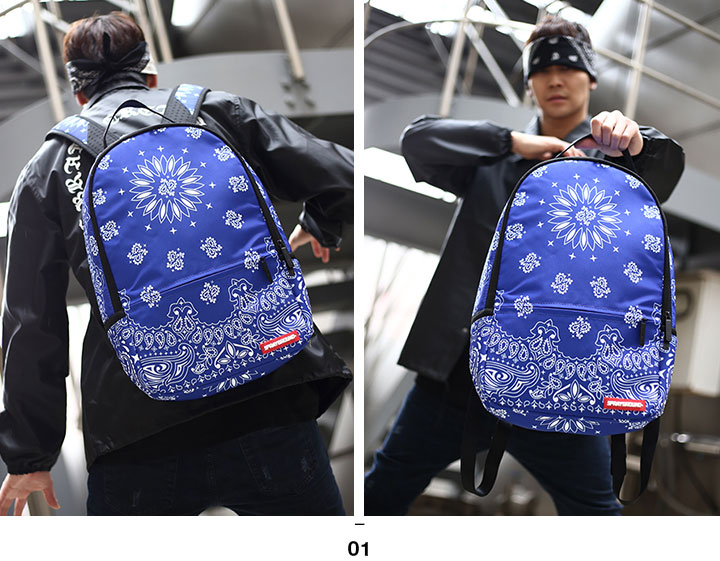スプレイグラウンド Sprayground ペイズリー柄 バックパック 青 スプレーグラウンド SPRAY GROUND バックパック リュック 高機能