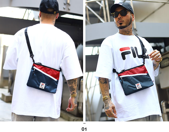 フィラ FILA ボディバッグ サコッシュ BAG メンズ レディース b系 かっこいい おしゃれ 0.5L Fロゴ シリコンパッチ バイカラー スポーツ スケート｜weekindenim｜04