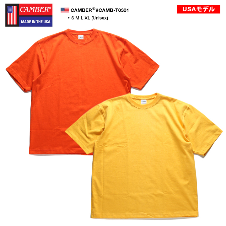 CAMBER キャンバー Tシャツ 半袖 メンズ レディース 黄色 大きい