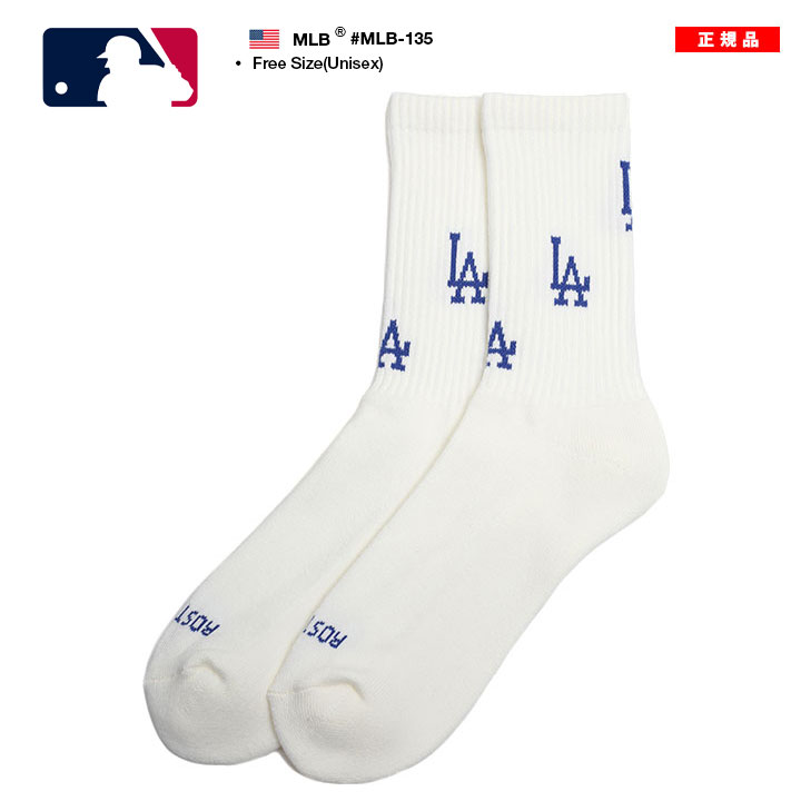 MLB ロサンゼルス ドジャース 靴下 ソックス ミドル丈 くつ下 クルーソックス 普通丈 Dodgers LA ロゴ ミドルソックス ミドル