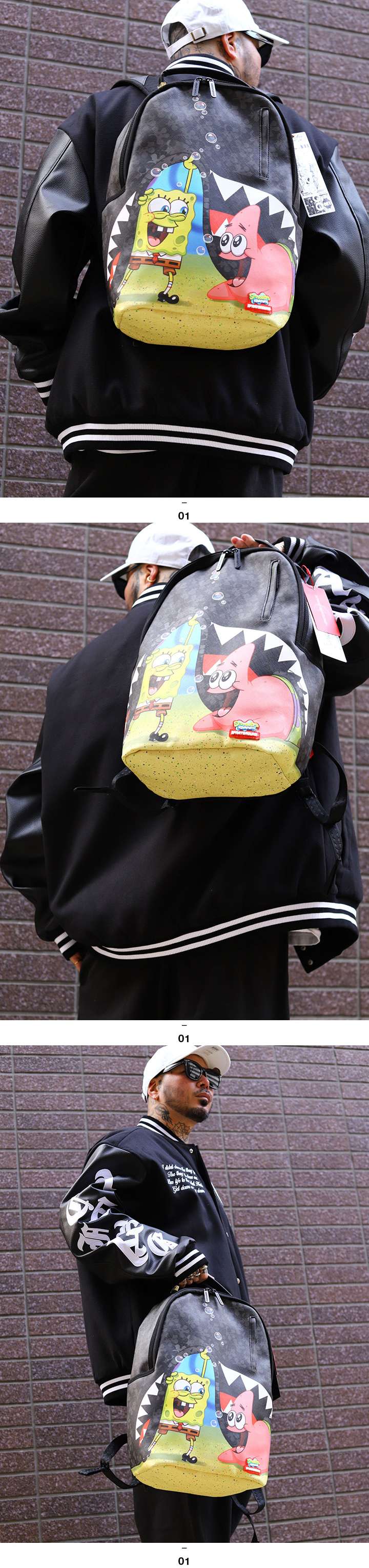 【極美品】SPRAYGROUND スポンジボブ　コラボリュック SPRAY GROUND × スポンジボブ リュック バックパック レザー