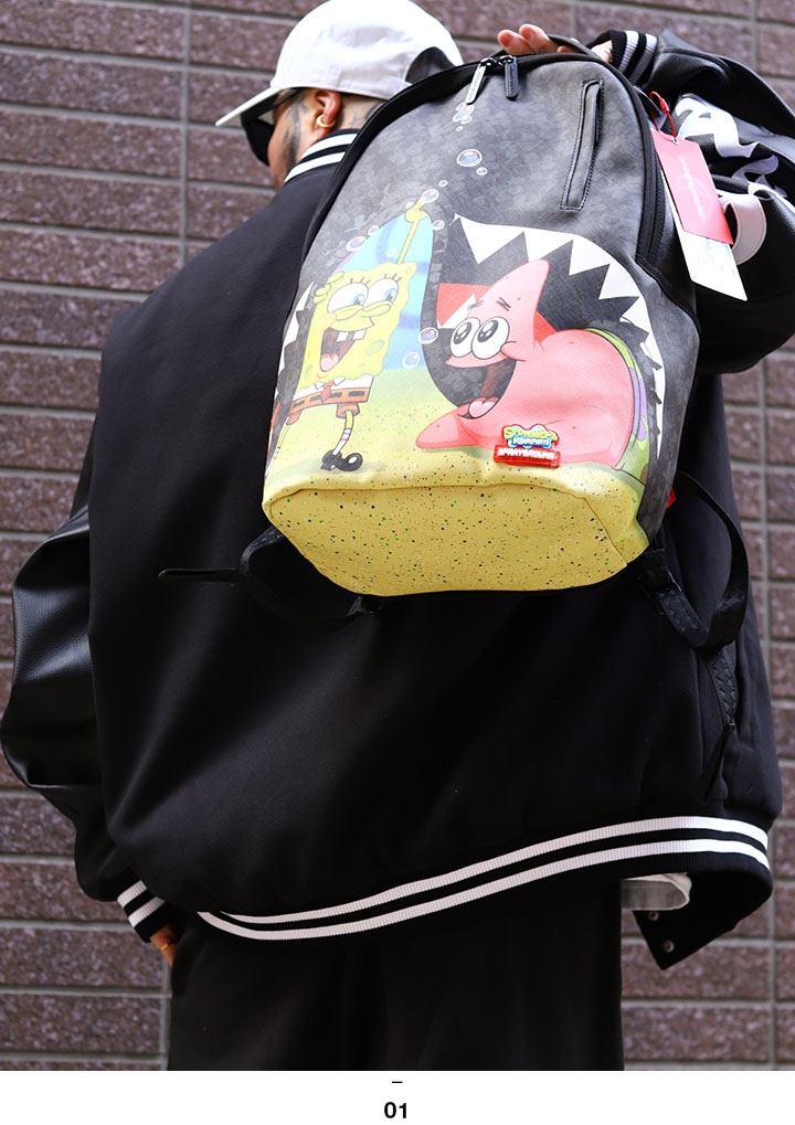 スポンジボブ　バッグパック SPRAY GROUND × スポンジボブ リュック バックパック レザー