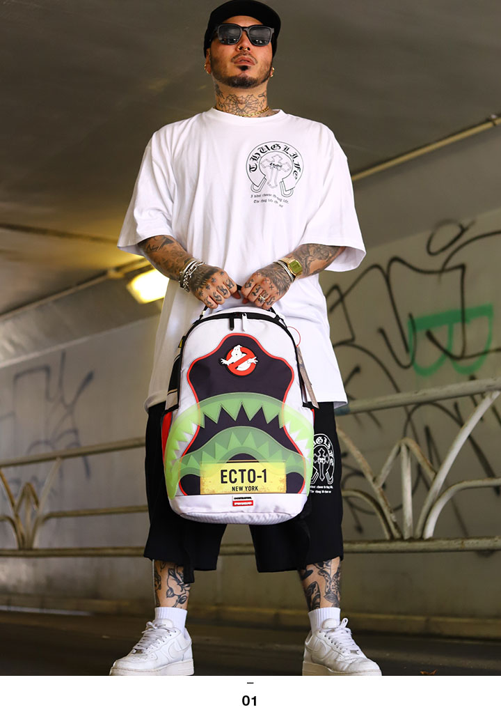 SPRAY GROUND × Ghostbusters バッグ メンズ レディース 春夏秋冬用 白 ゴーストバスターズ 限定 コラボ 公式グッズ スプレーグラウンド リュック バックパック 大きめ 大容量 BAG 派手 総柄 b系 ヒップホップ ストリート系 ハイ ブランド 2025春夏 新作 B6376 SPRAY GROUND × Ghostbusters バッグ ゴーストバスターズ 限定 コラボ